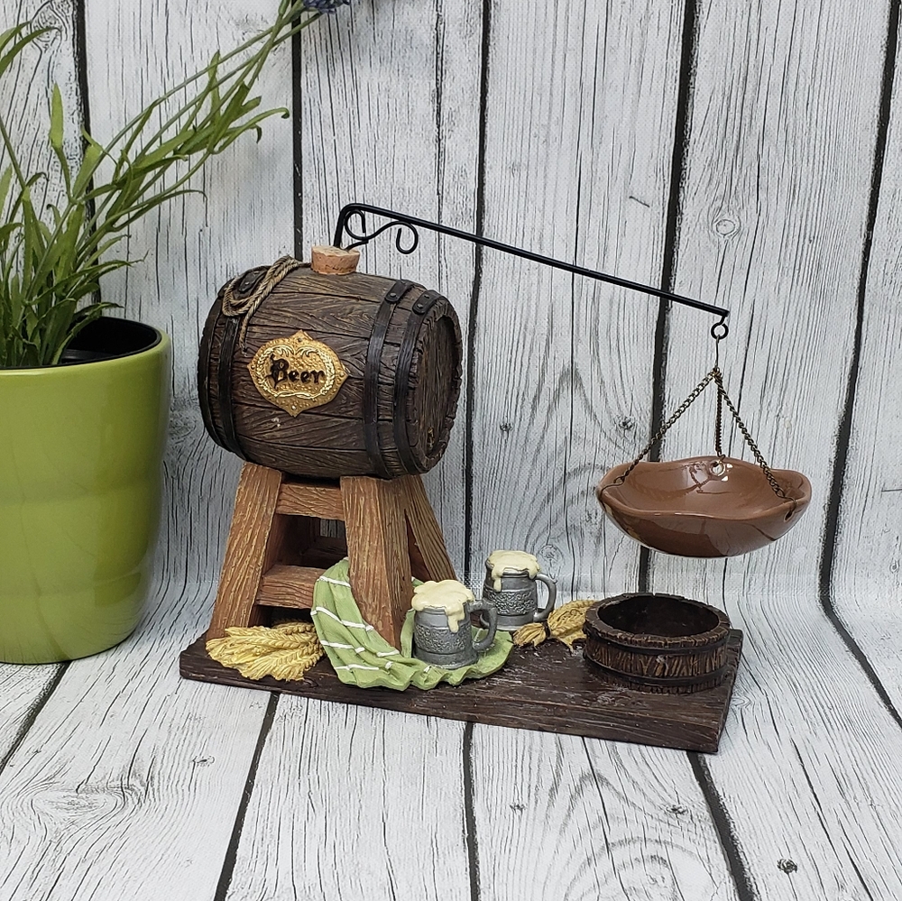 Rustic Yankee Candle Beer Cask Barrel Wax Warmer-Missing Faux Beer Tap-Retired